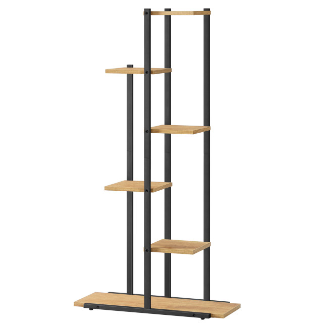 Stojan na kvety so šiestimi policami - dub / čierne nohy