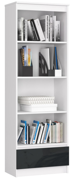 Regál R60 1SZ 4P CLP biely / grafitový lesk