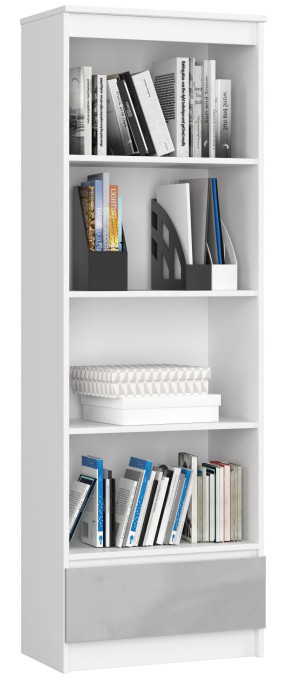 Regál R60 1SZ 4P CLP biely / metalický lesk