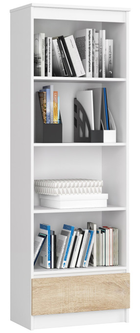 Regál R60 1SZ 4P CLP biely / sonoma