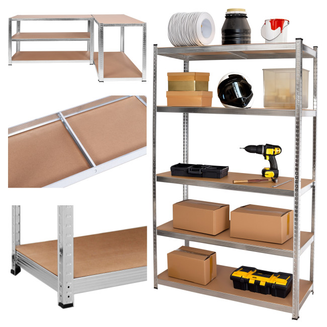 Regál 205x120x45 cm strieborný