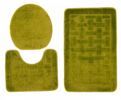 Levně Sada koupelnových koberečků MONO 1039 zelený 4605 3PC KRATKA