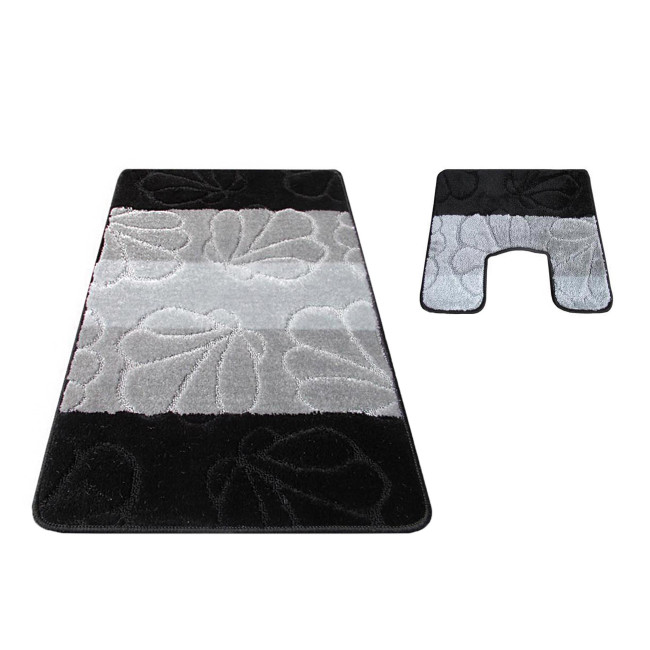 Sada kúpeľňových koberčekov Montana 01 s výrezom - čierna