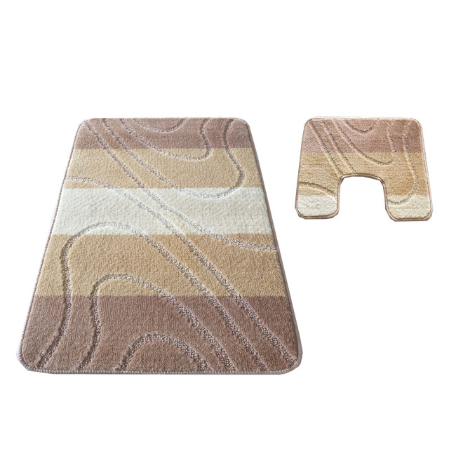 Sada kúpeľňových koberčekov Montana 05 s výrezom - béžová