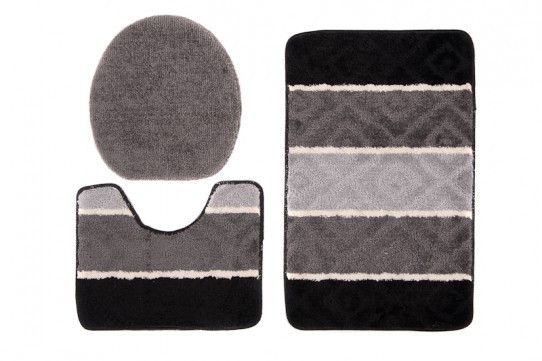 Sada kúpeľňových koberčekov MULTI C5132 čierny, sivý ROMBY