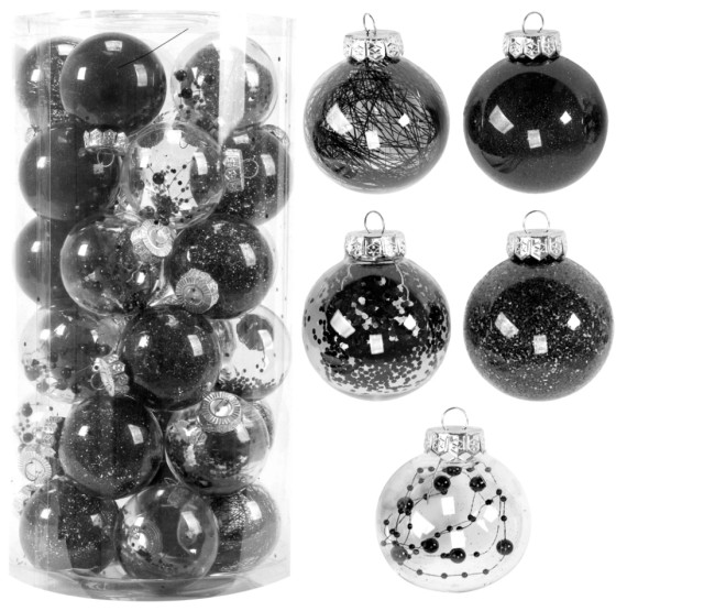 Vianočné guľky - čierne SYSD1688-061 (30ks)