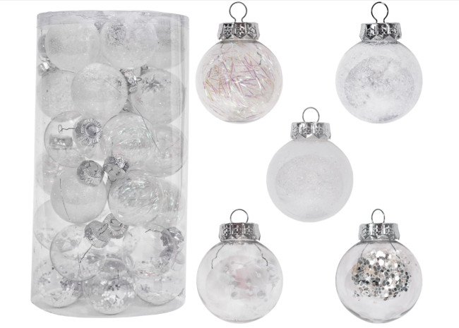 Vianočné guľky - biele SYSD1688-057 (30ks)