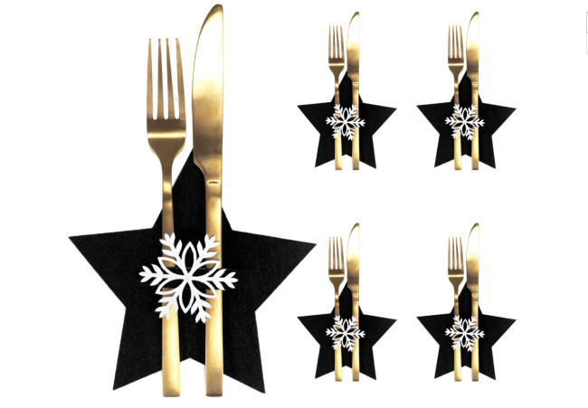 Vianočný obal na príbory - čierna hviezda