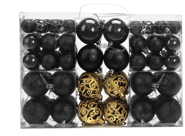 Vianočné gule KL-21X04 čierne (100 ks)