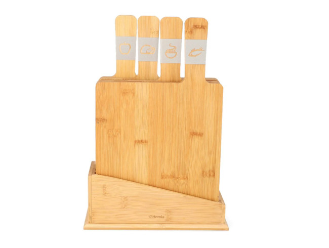 Sada štyroch dosiek na krájanie BAMBOU so sivou rúčkou SS22 812960 (4ks)