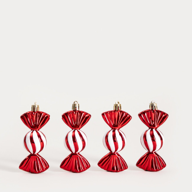 Vianočná dekorácia KENDI červená / biela 754944 (4 ks)