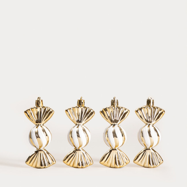 Vianočná dekorácia KENDI zlatá / biela 754951 (4 ks)