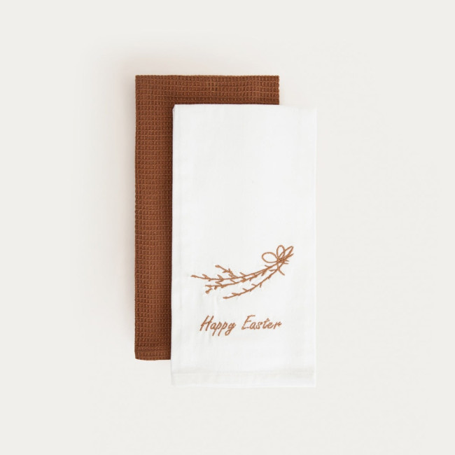 Sada kuchynských utierok AMENTI biela / hnedá 766367 (2 ks)