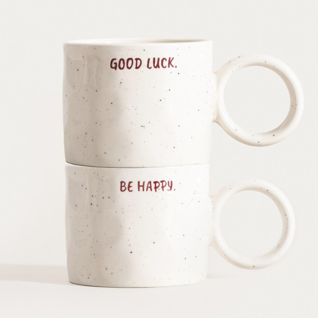 Sada dvoch hrnčekov POSI s nápismi 750809 300 ml (2 ks)