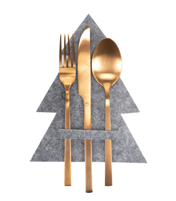 Vianočný obal na príbory KF370-4 stromček, sivý (4 ks)