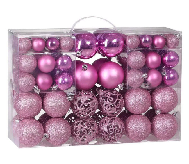 Vianočné gule KL-21X03 ružové (100 ks)