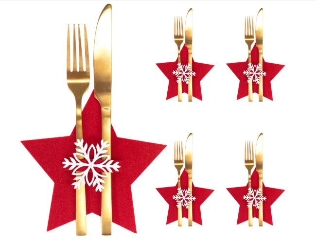 Vianočný obal na príbory 311378A červená hviezda