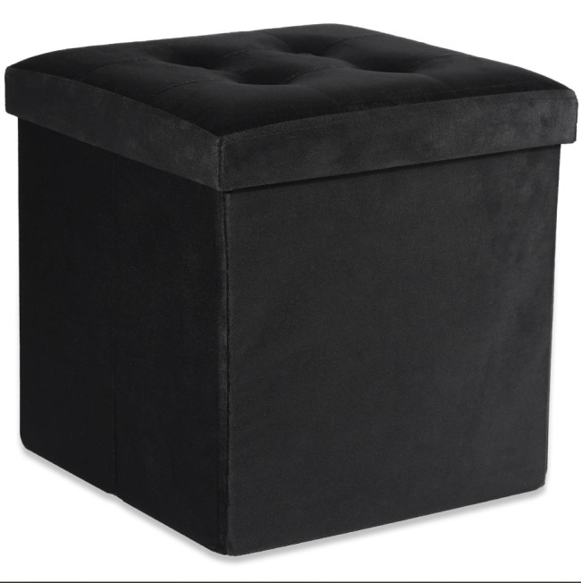 Skladacia taburetka L zamatová, čierna