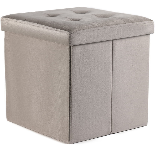 Skladacia taburetka L zamatová, béžová