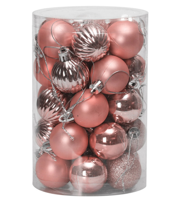 Vianočné gule SYSD1688-026 ružové (34 ks)