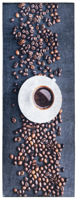 Protišmykový koberec / behúň 3338 KITCHEN sivý / hnedý