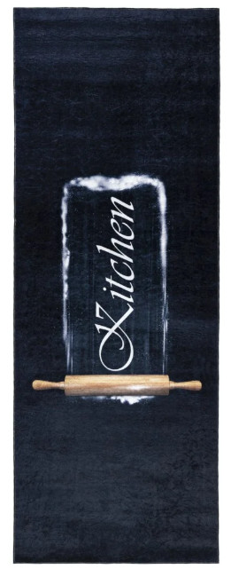 Protišmykový koberec / behúň 20320 KITCHEN čierny