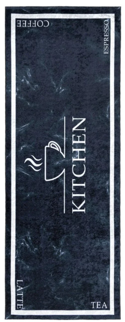 Protišmykový koberec / behúň 46740 KITCHEN čierny / biely