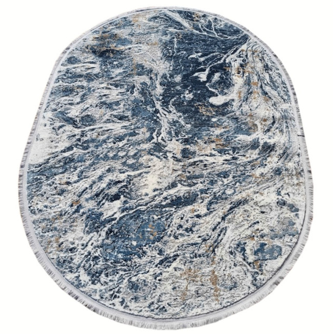 Koberec EXCLUSIVE 101 sivý / tmavomodrý ovál
