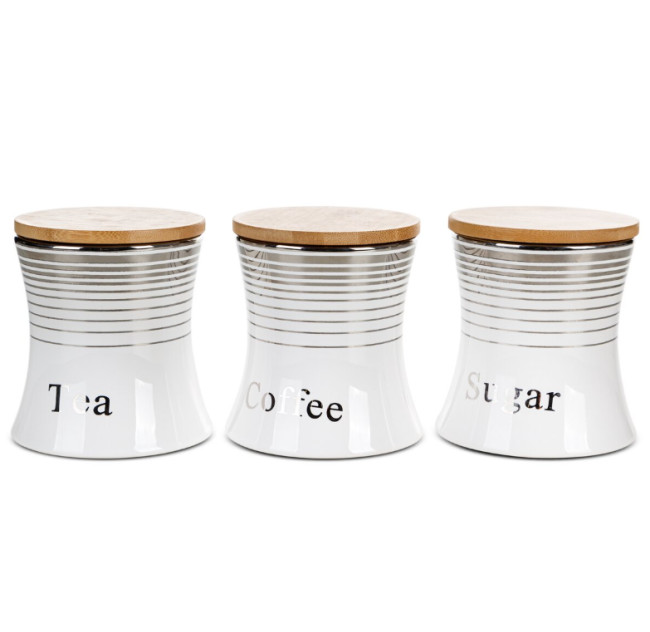 Sada troch nádob LEXI 03 biela / strieborná (3 ks)