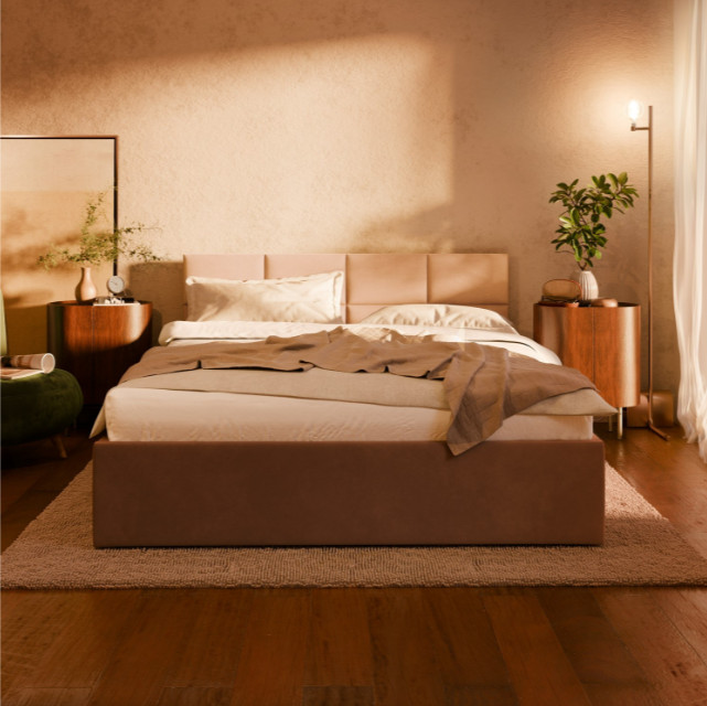 Levně Manželská postel BORGO 180×200 cm světle šedá