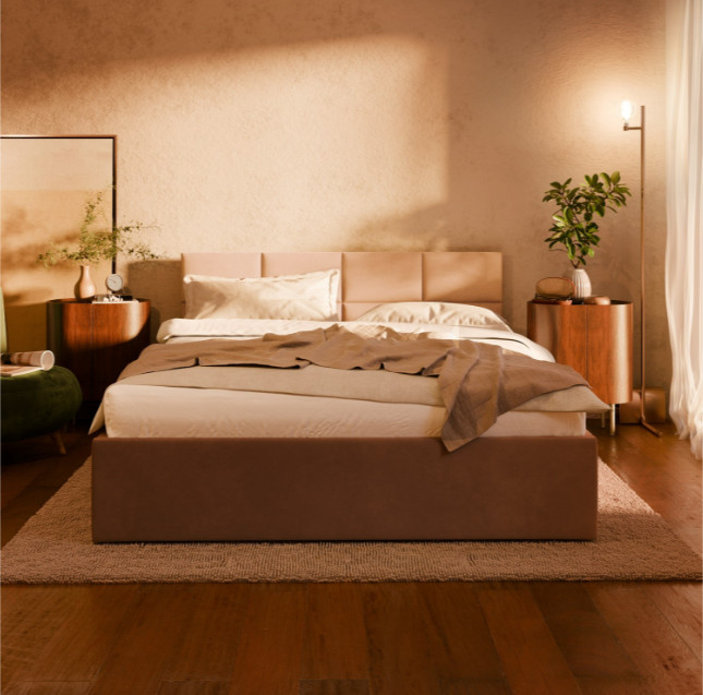 Levně Manželská postel BORGO Velvet 180×200 cm modrá