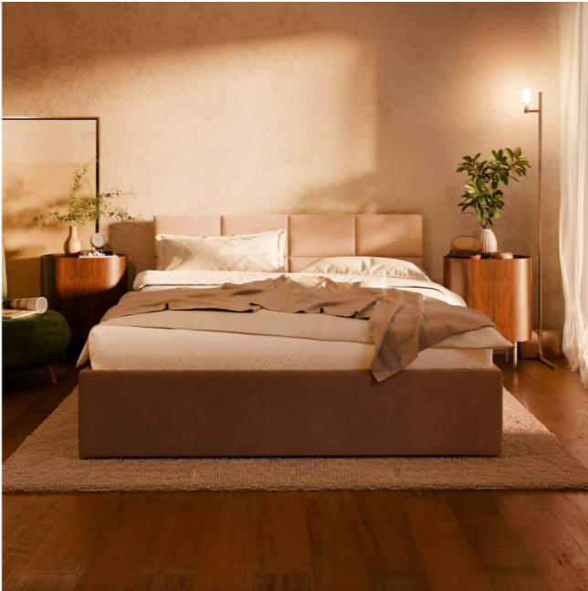 Levně Manželská postel BORGO Velvet 180×200 cm tmavě modrá