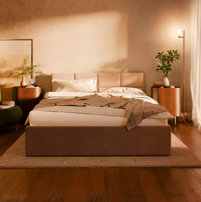 Levně Manželská postel BORGO Velvet 180×200 cm hnědá