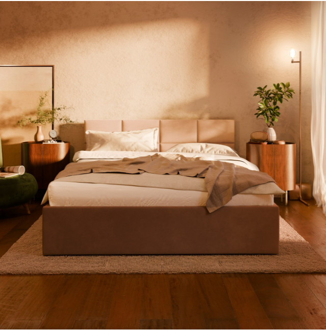 Levně Manželská postel BORGO Velvet 180×200 cm světle šedá