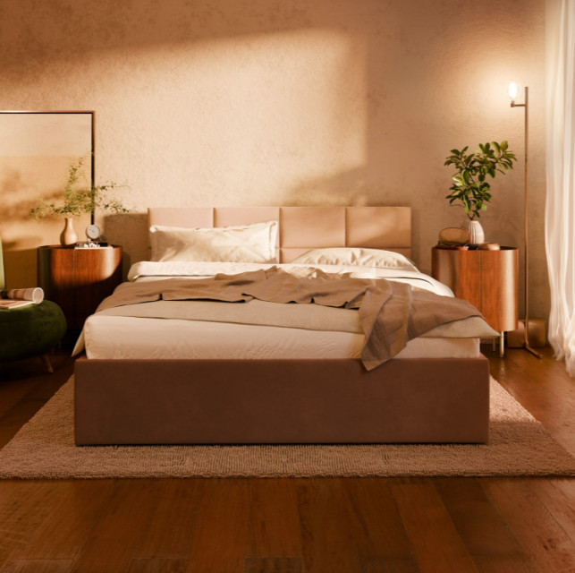 Levně Manželská postel BORGO Velvet 160×200 cm modrá