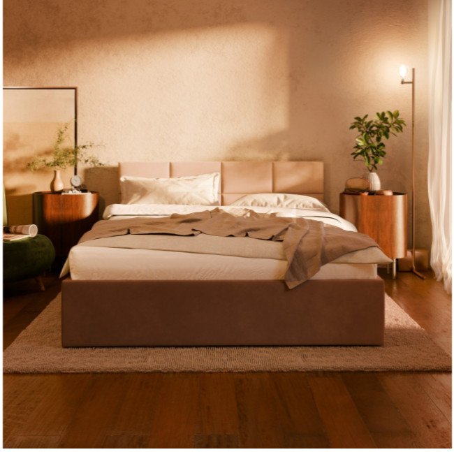 Levně Manželská postel BORGO Velvet 160×200 cm světle šedá