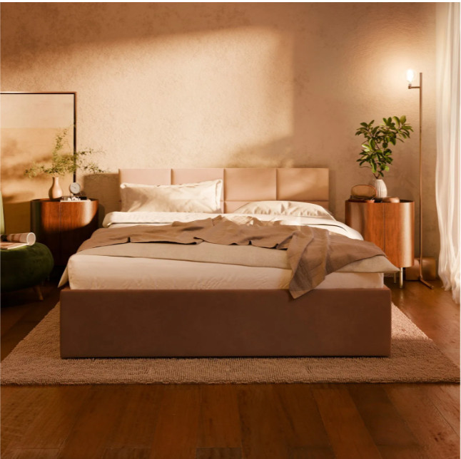 Levně Manželská postel BORGO Velvet 140×200 cm modrá