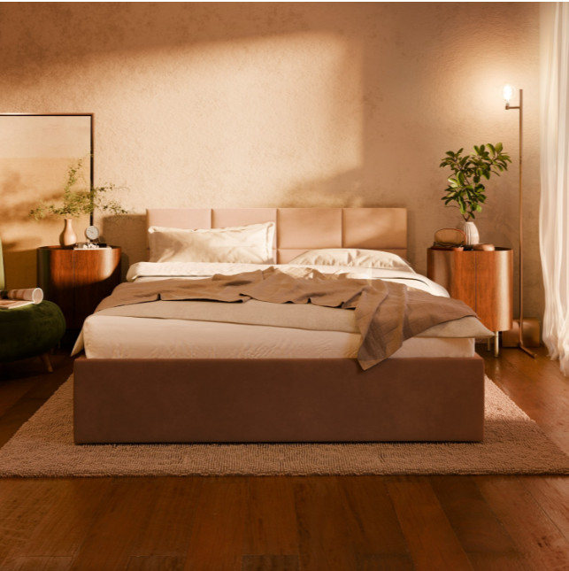 Levně Manželská postel BORGO Velvet 140×200 cm tmavě modrá
