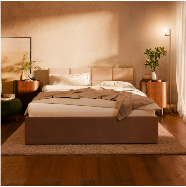 Levně Manželská postel BORGO Velvet 140×200 cm šedá