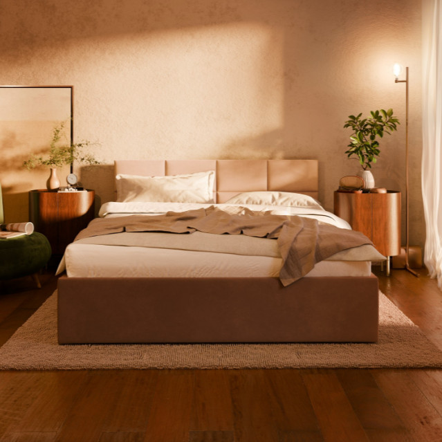 Levně Manželská postel BORGO Velvet 140×200 cm světle šedá