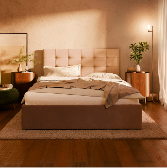 Levně Manželská postel SORIA Velvet 160×200 cm světle šedá