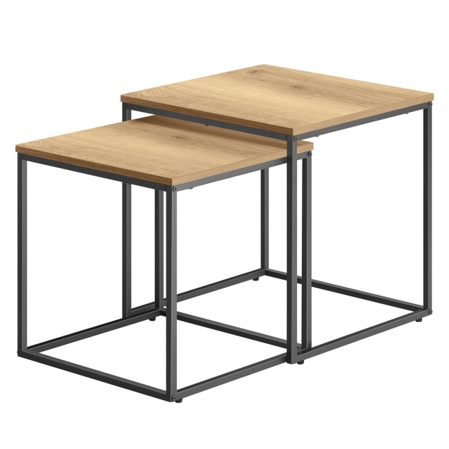 Set dvoch štvorcových konferenčných stolíkov - dubové (čierne nohy)