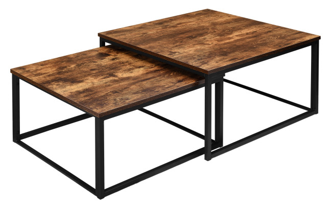 Sada 2 konferenčných stolíkov VELEN Rustic dub