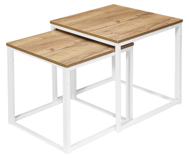 Sada 2 konferenčných stolíkov PRAVEN Craft biely