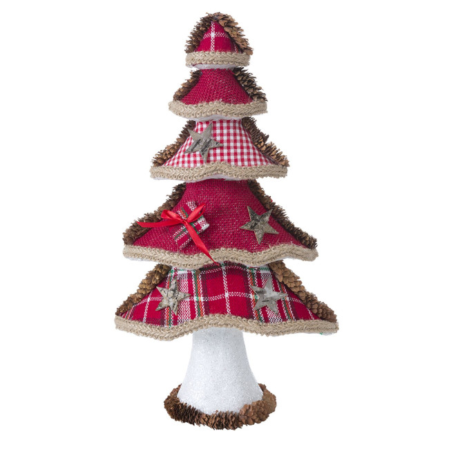 Vianočná dekorácia stromček 86 B naturálny / červený