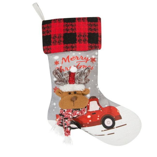 Vianočná dekorácia RENNE 2 svetlosivá / červená