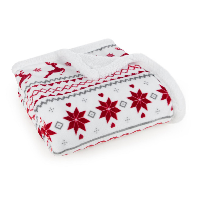 Deka vianočná 15 biela / červená