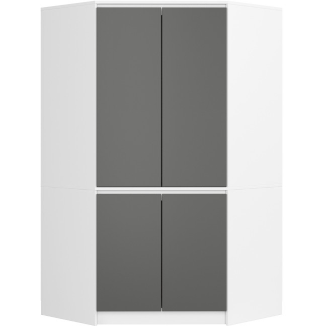 Rohová skriňa S100 4D CLP biela / sivá / grafitová