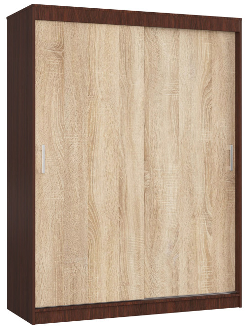 Šatníková skriňa s posuvnými dverami 150 cm CLP mono wenge / sonoma