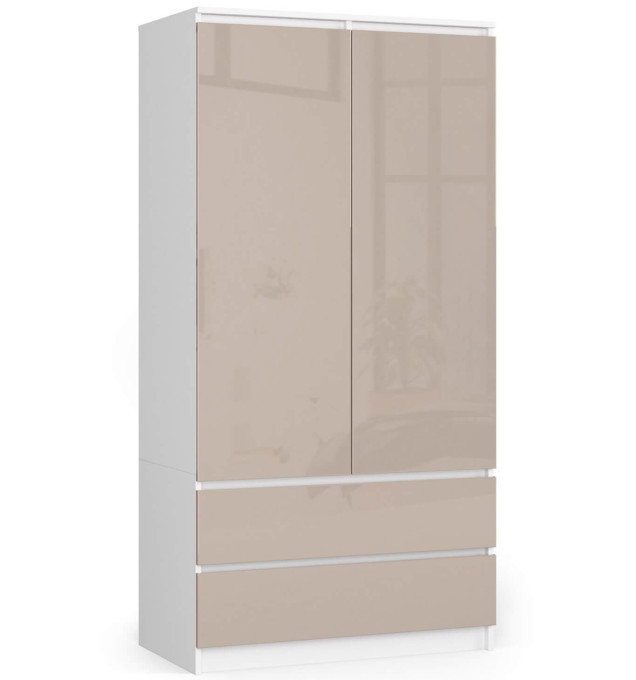 Skriňa S 90 cm 2D 2SZ CLP biela / cappuccino, lesk